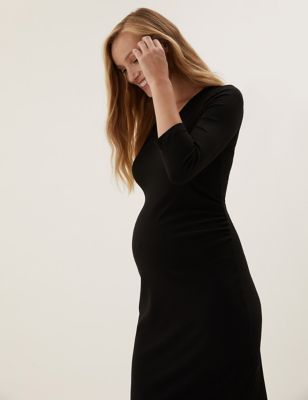 

Womens M&S Collection Maternity V-Neck Midi Column Dress - Black, Black