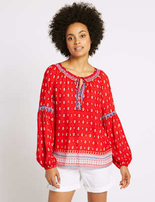 Pure Modal Printed Long Sleeve Blouse