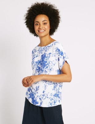 Floral Print Tie Back Shell Top