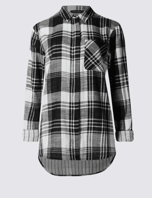 Pure Cotton Checked Long Sleeve Shirt M S Collection M S