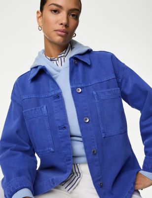 

Womens M&S Collection Pure Cotton Denim Relaxed Shacket - Iris, Iris