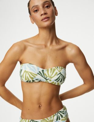 

Womens M&S Collection Printed Padded Bandeau Bikini Top - Green Mix, Green Mix