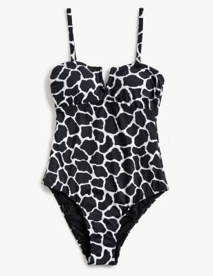 

Womens M&S Collection Tummy Control Printed V-Neck Swimsuit - Black Mix, Black Mix