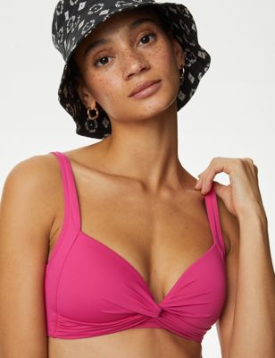 

Womens M&S Collection Padded Plunge Bikini Top - Pink Fizz, Pink Fizz