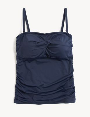 

Womens M&S Collection Tummy Control Padded Bandeau Tankini Top - Navy, Navy