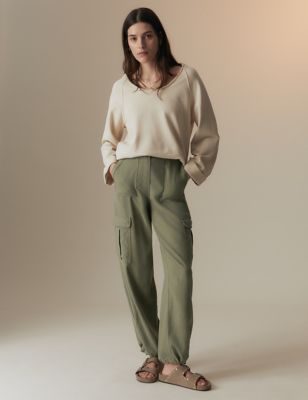 

Womens Per Una Linen Blend Cargo Trousers - Light Khaki, Light Khaki