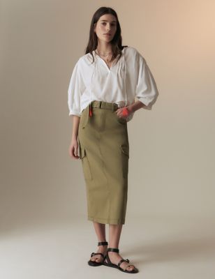 

Womens Per Una Cotton Rich Midaxi Cargo Skirt - Light Khaki, Light Khaki