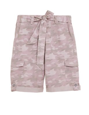 

Womens M&S Collection Tencel™ Rich Cargo Shorts - Pink Mix, Pink Mix