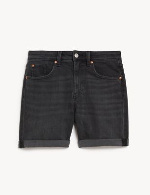

Womens M&S Collection Denim Boyfriend Shorts - Black, Black