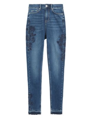 

Womens M&S Collection Ivy Premium Embroidered Skinny Jeans - Dark Indigo, Dark Indigo