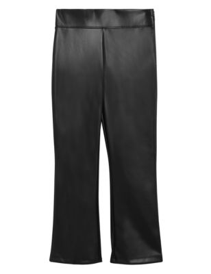 

Womens M&S Collection Leather Look Cropped Flared Leggings - Black, Black