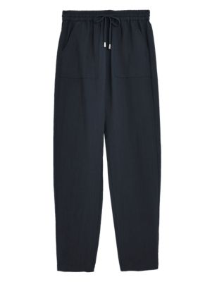

Womens M&S Collection Tencel™ Rich Tapered Ankle Grazer Trousers - Navy, Navy