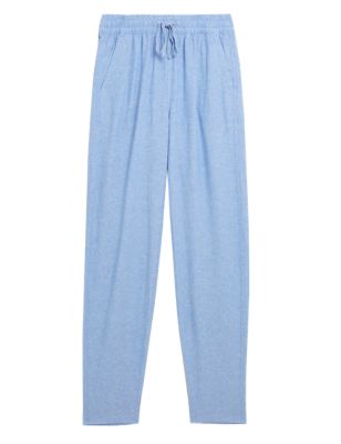 

Womens M&S Collection Linen Rich Tapered Ankle Grazer Trousers - Light Chambray, Light Chambray