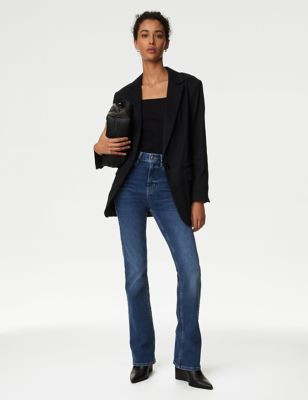 

Womens M&S Collection Eva High Waisted Stud Detail Bootcut Jeans - Medium Indigo, Medium Indigo
