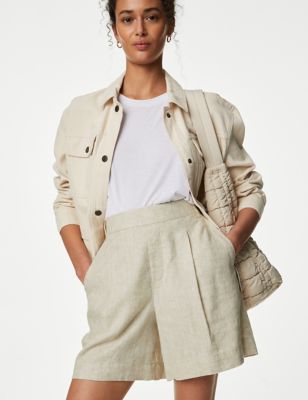 

Womens M&S Collection Linen Rich Shorts - Oatmeal, Oatmeal