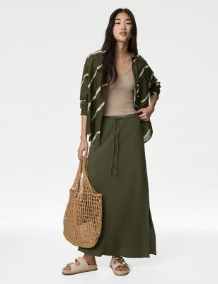 

Womens M&S Collection Linen Rich Maxi Skirt - Hunter Green, Hunter Green