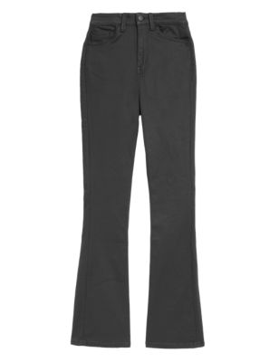 

Womens M&S Collection Coated High Waisted Slim Flare Jeans - Black, Black