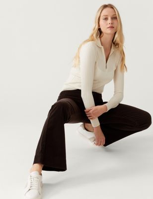 

Womens M&S Collection Corduroy Flared Patch Pocket Trousers - Bitter Chocolate, Bitter Chocolate