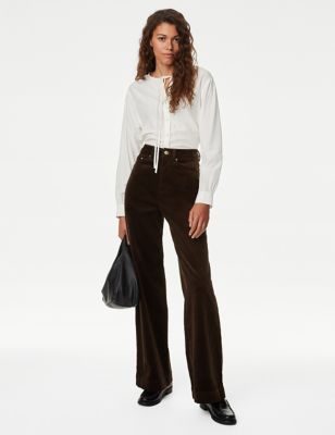 

Womens M&S Collection Cotton Rich Cord Wide Leg Trousers - Bitter Chocolate, Bitter Chocolate