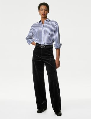 

Womens M&S Collection Cotton Rich Cord Wide Leg Trousers - Black, Black