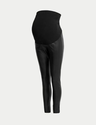 

Womens M&S Collection Maternity Leather Look Over Bump Leggings - Black, Black