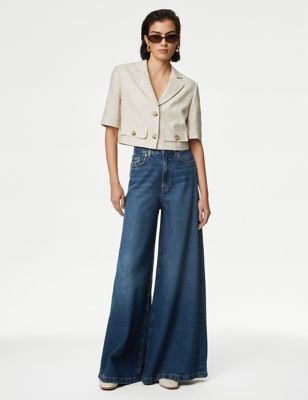 

Womens M&S Collection Lyocell™ Blend Wide Palazzo Leg Jeans - Dark Indigo, Dark Indigo