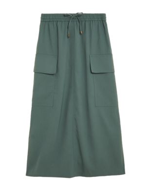 

Womens M&S Collection Satin Side Split Midaxi Utility Skirt - Smokey Green, Smokey Green
