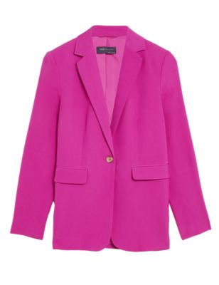 

Womens M&S Collection Satin Look Relaxed Single Breasted Blazer - Fuchsia, Fuchsia
