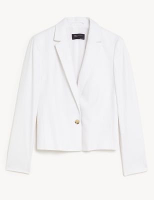 

Womens M&S Collection Linen Blend Tailored Cropped Blazer - Soft White, Soft White