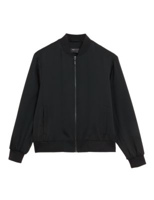 

Womens M&S Collection Satin Look Relaxed Bomber Jacket - Black, Black