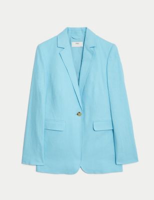 

Womens M&S Collection Linen Blend Tailored Single Breasted Blazer - Light Turquoise, Light Turquoise