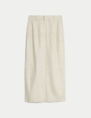 

Womens M&S Collection Linen Blend Side Split Maxi Column Skirt - Neutral, Neutral