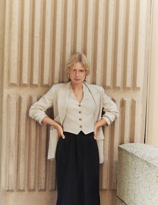 

Womens M&S Collection Linen Blend Tailored Waistcoat - Neutral, Neutral