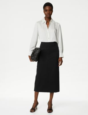 

Womens M&S Collection Jersey Split Back Midaxi Pencil Skirt - Black, Black