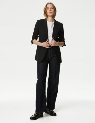 

Womens M&S Collection Wool Blend Straight Single Breasted Blazer - Black, Black