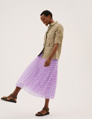 

Womens M&S Collection Polka Dot Pleated Midaxi Skirt - Purple Mix, Purple Mix