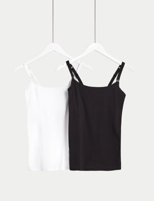

Womens M&S Collection 2pk Cotton Rich Secret Support Nursing Vests - White Mix, White Mix