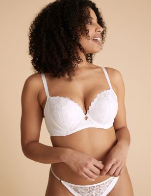 

Womens M&S Collection Embrace Embroidered Underwired Balcony Bra A-E - White, White