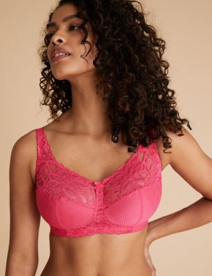

Womens M&S Collection Total Support Wild Blooms Non-Wired Bra B-H - Pink, Pink