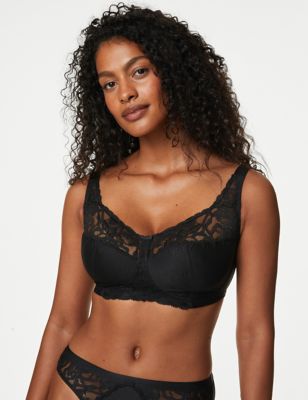 

Womens M&S Collection Total Support Wild Blooms Non-Wired Bra B-H - Black, Black