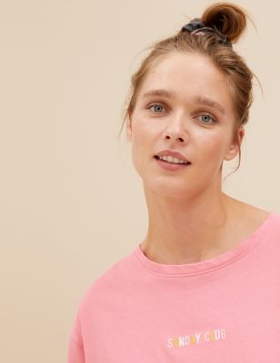 

Womens M&S Collection Cotton Rich Shortie Pyjama Set With Scrunchie - Pink Mix, Pink Mix
