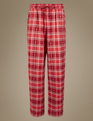 Cotton Rich Checked Straight Leg Pyjama Bottoms