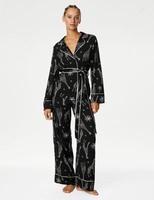 

Womens M&S Collection Dream Satin™ Giraffe Print Pyjama Set - Black Mix, Black Mix