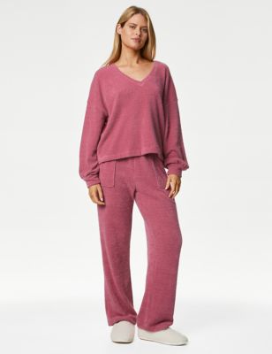 

Womens M&S Collection Fluffy Knit Lounge Set - Raspberry, Raspberry