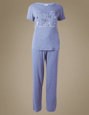 Leaf Print Short Sleeve Pyjamas