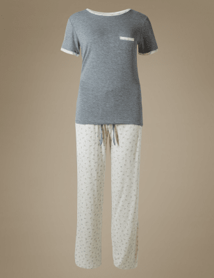 Leaf Print Short Sleeve Pyjamas