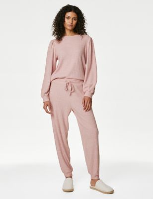 

Womens M&S Collection Cosy Lounge Glitter Waffle Joggers - Antique Rose, Antique Rose