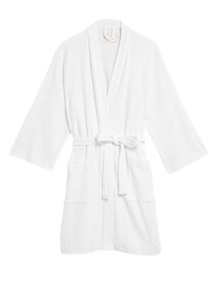

Womens M&S Collection Pure Cotton Waffle Dressing Gown - White, White