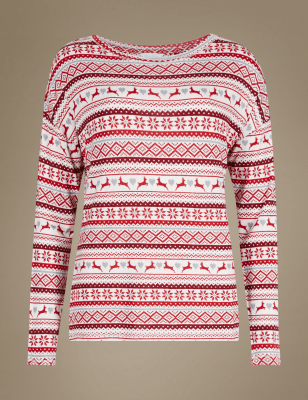 Fairisle Print Long Sleeve Pyjama Top