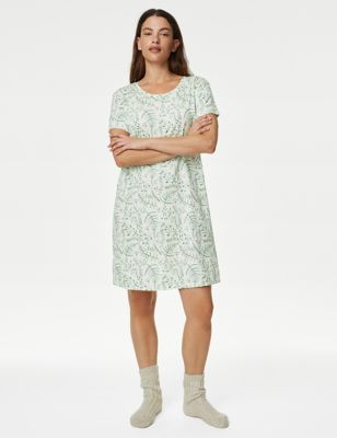 

Womens M&S Collection Cool Comfort™ Cotton Modal Printed Nightdress - Green Mix, Green Mix